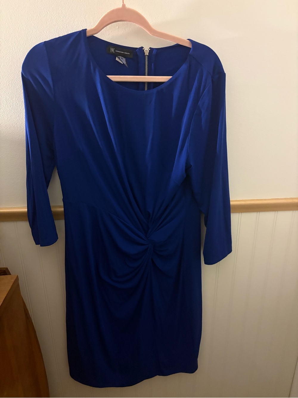 INC International Concepts Women’s Large Cobalt Blue Twist-Front Dress